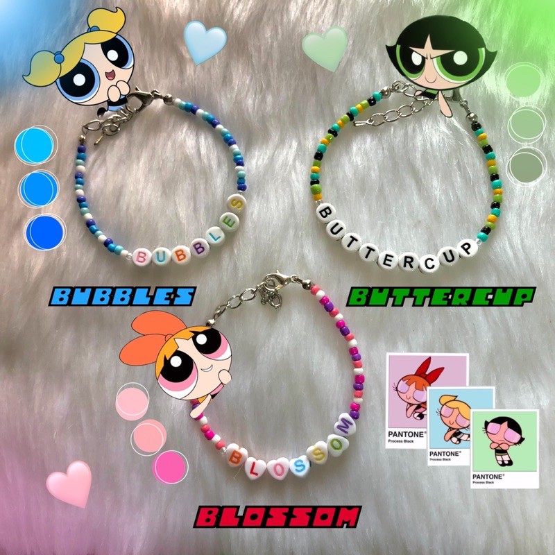 Powerpuff Girls Inspired Customizeable Name Bracelets By Indie Bead Shopee Philippines