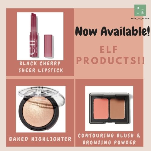 ELF Cosmetics (Black Cherry Sheer Slick Lipstick, Baked Highlighter