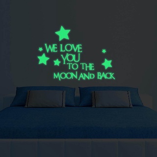 Luvhome Free shipping We Love You To The Moon And Back 3D Star Glow In The Dark Luminous Wall Stick #5