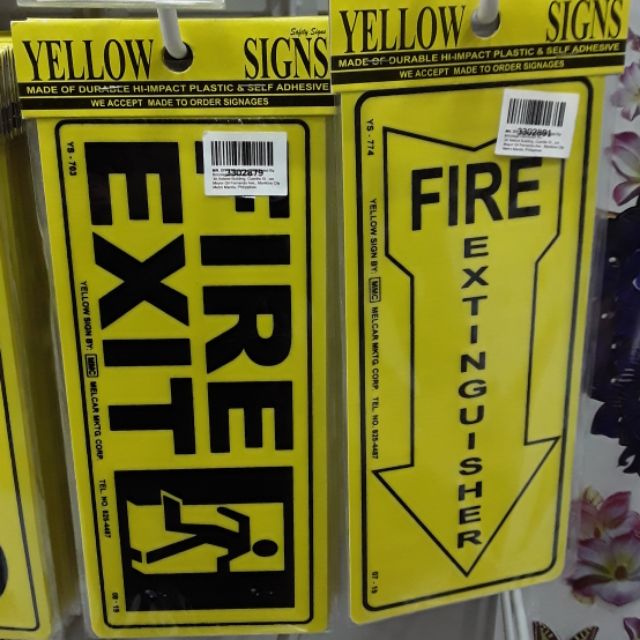 Yellow Signs Fire Exit or Fire Extinguisher Shopee Philippines