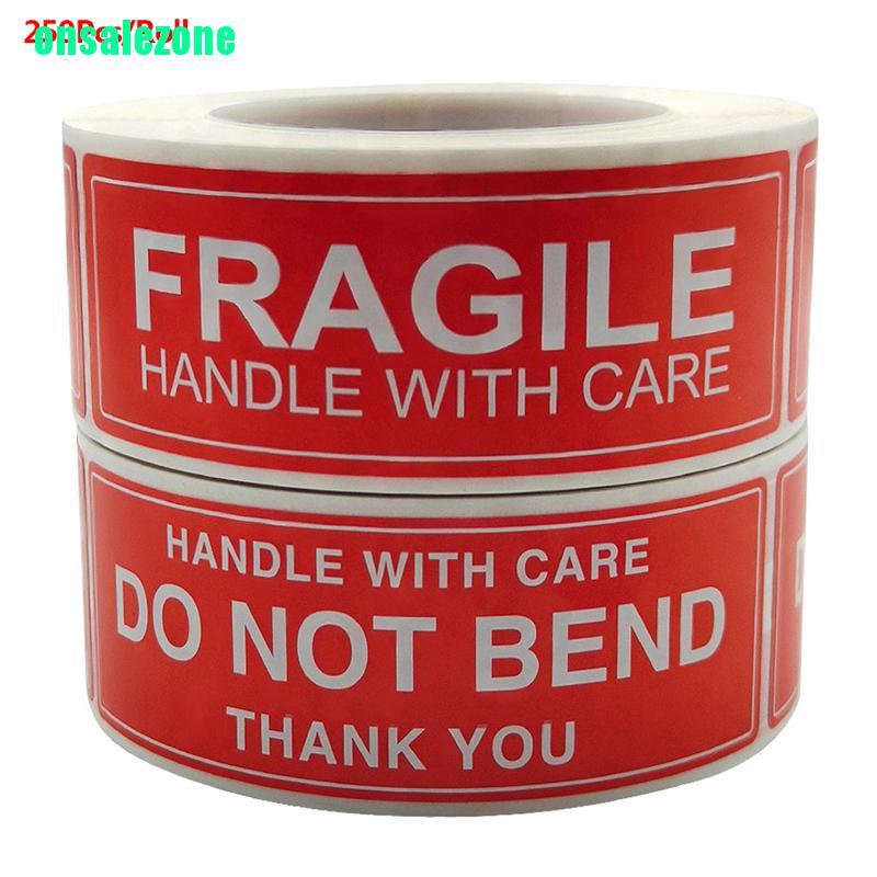ONPH 250Pcs Fragile Warning Stickers Handle With Care Do not Bend Sign Package Decal ONN