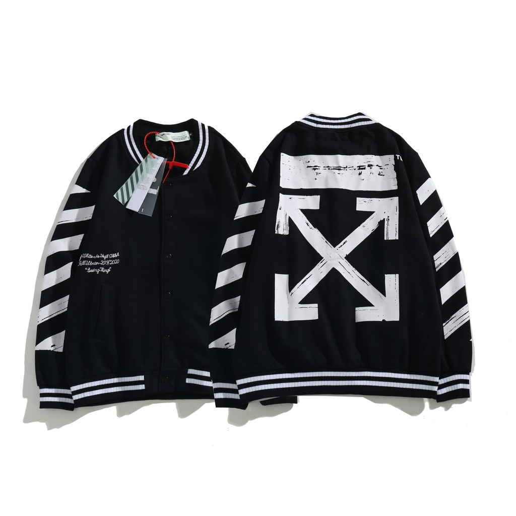 Autumn Winter Off White Graffiti Arrow Basic Baseball Jacket Shopee Philippines