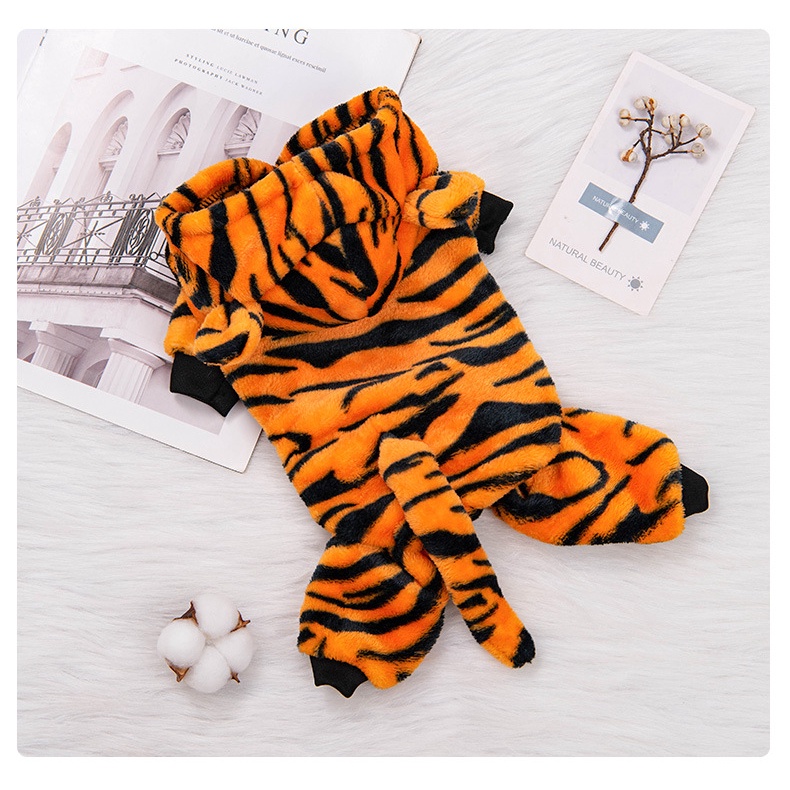 Pet Transformation Tiger Hoodie Coral Fleece Dog Clothes Cats and Dogs Four-legged Clothes #7
