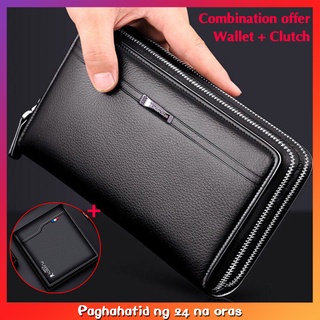 Men's Clutch Large Capacity Mobile Phone Bag Double Zipper Wallet Long Wallet Short Wallet