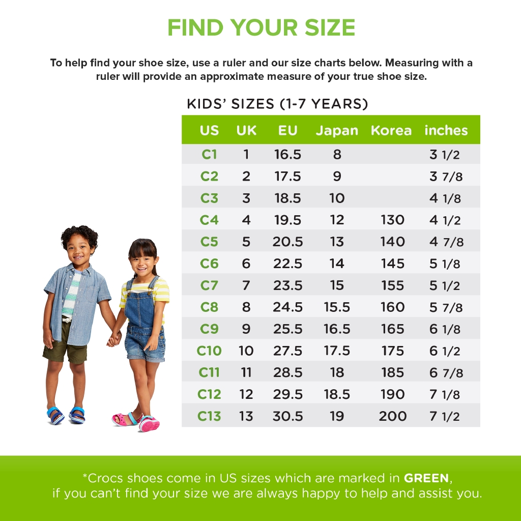 crocs foot size chart