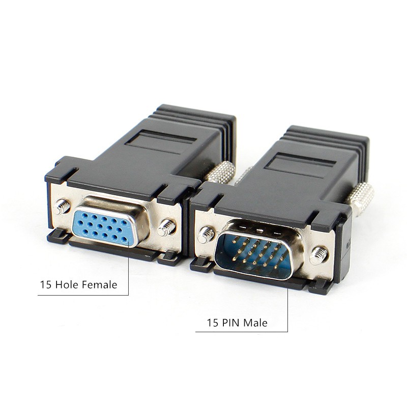 VGA Extender Female/Male to Lan Cat5e/6 RJ45 Ethernet Female Adapter ...