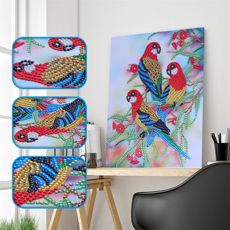 5D Special Shaped Painting Birds Picture Partially Drilled Rhinestone Diamond Embroidery Cross Stitc