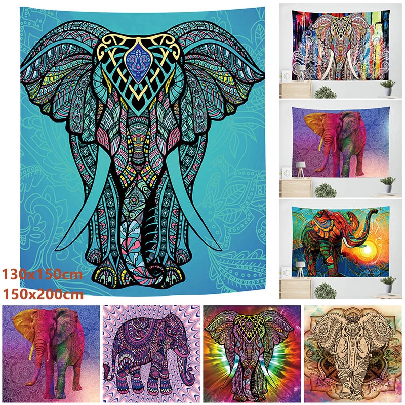 3D Indian Elephant Tapestry Bohemian Indian Mandala Printed Wall