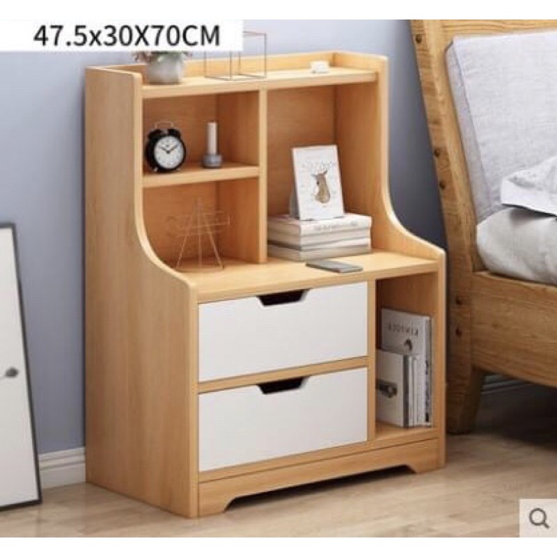 Nordic Bedside Cabinet 17 (Maple & White) | Shopee Philippines