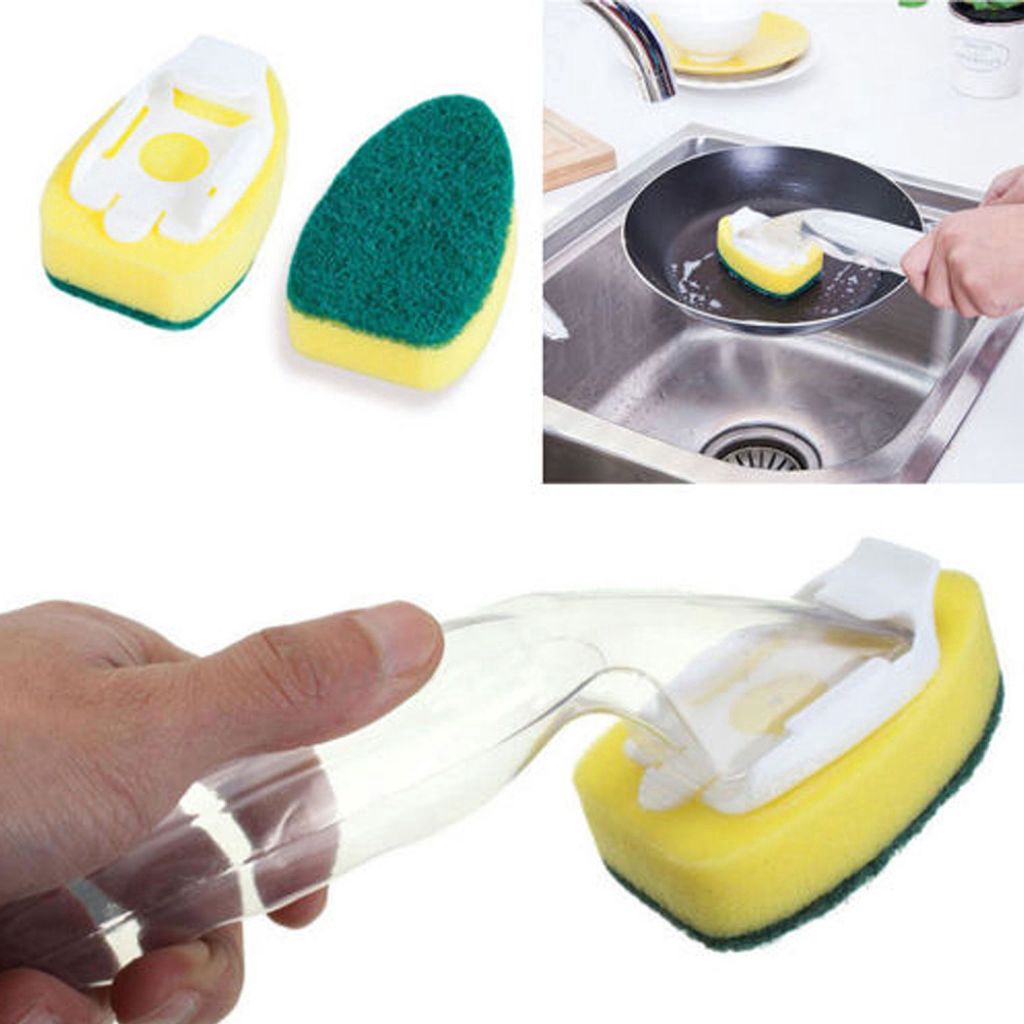 Kitchen Dishwashing Brush Scrubber With Refill Liquid Soap Dispenser   79326f2a3870cf4beaeb96d4616b507e