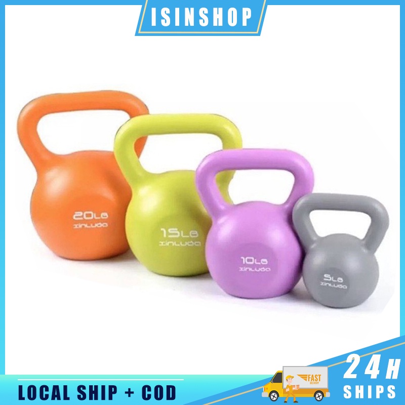 Kettlebell Candy Colored PVC 5lb 20lb Weight Lift Kettle Bell High