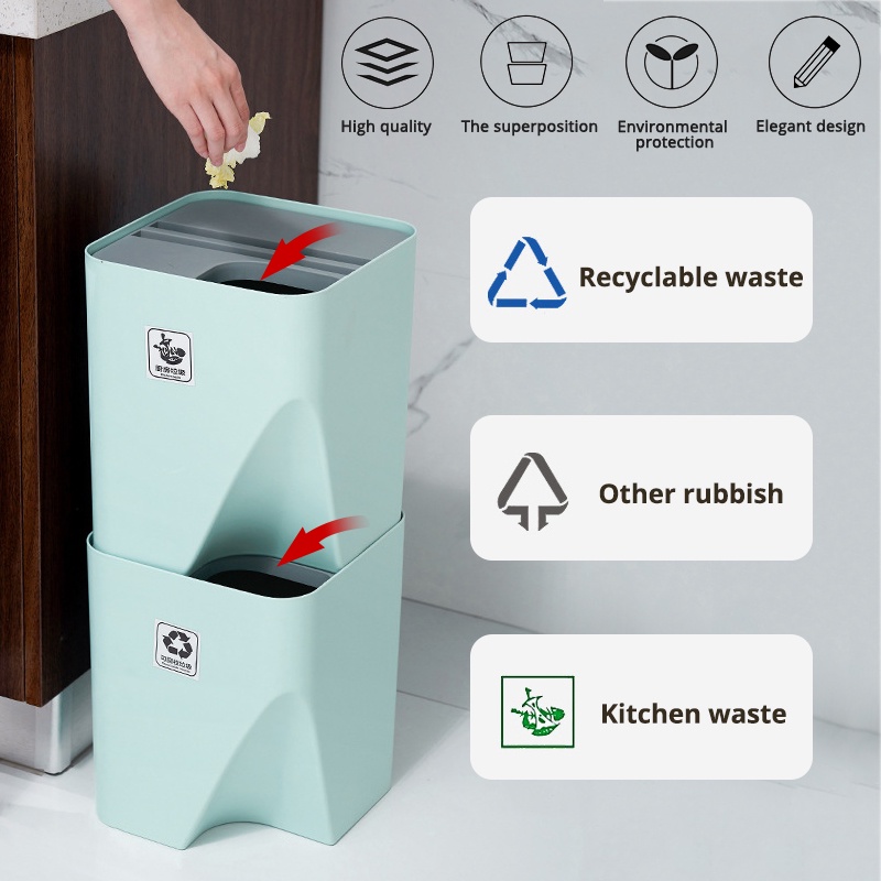 Household Trash Can Stacked Sorting Garbage Bin Recycling Bin Kitchen ...