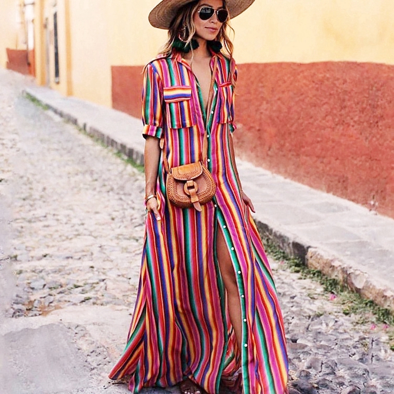 long striped maxi dress