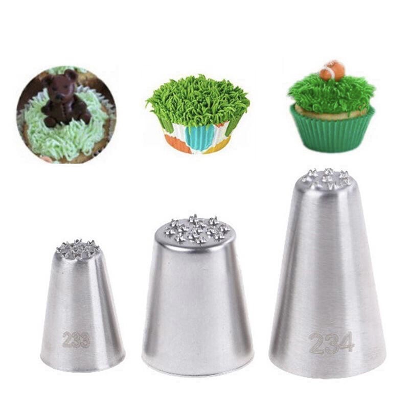 (3 pcs Set, 1pc)Grass Pastry Tips Nozzles-Stainless tips