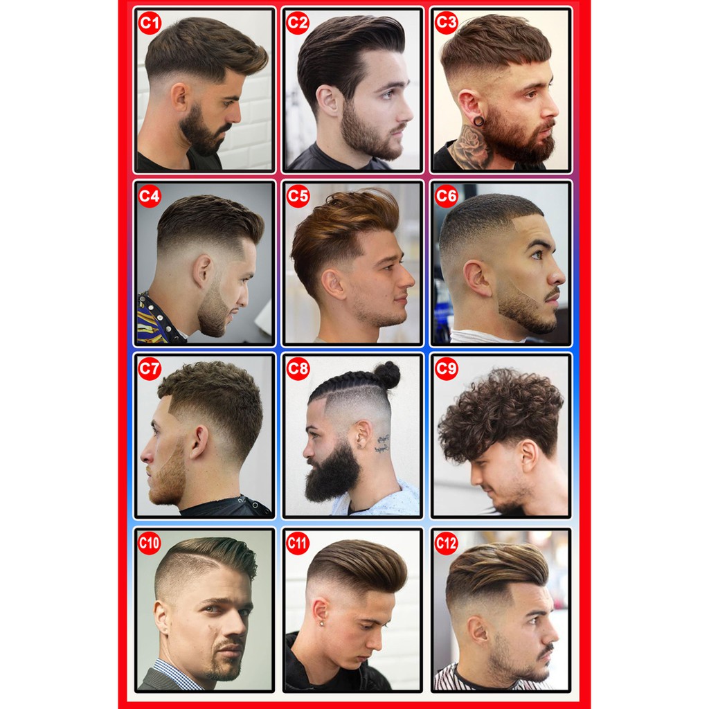Mesh Vinyl BSP-P054 Hair Salon Poster Best New Men's Haircuts Fade Poster 