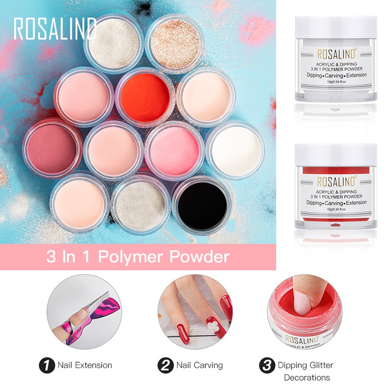 ROSALIND 3 In 1 Powder Crystal Acrylic Powder Nail Extension Builder