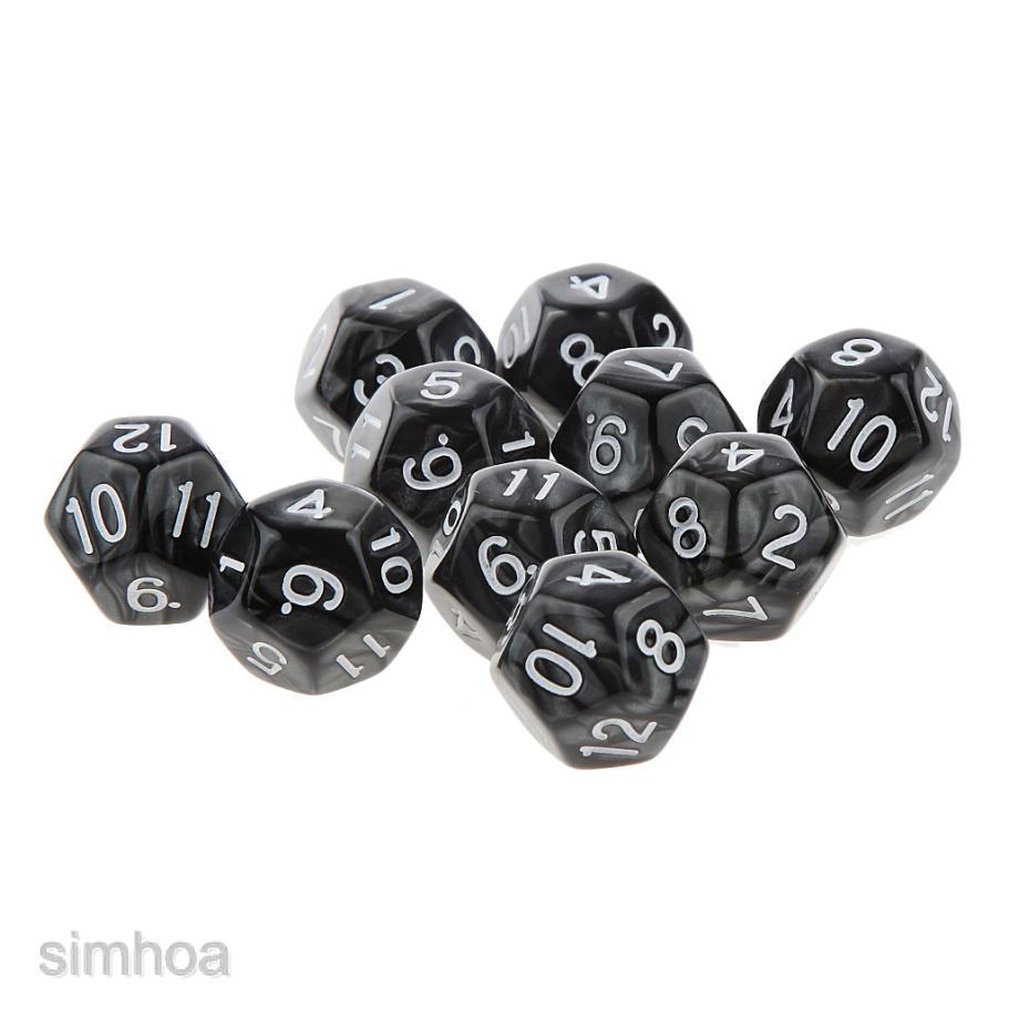 10Pcs Transparent Six Sided Spot Dice Toys D6 RPG Role Playing Game Blue 16mm