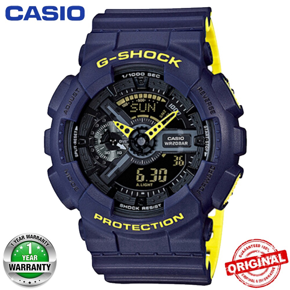 Casio G-Shock Men Watch GA-110 Panlalaking relo Analog Digital Dual Display Wrist Watch