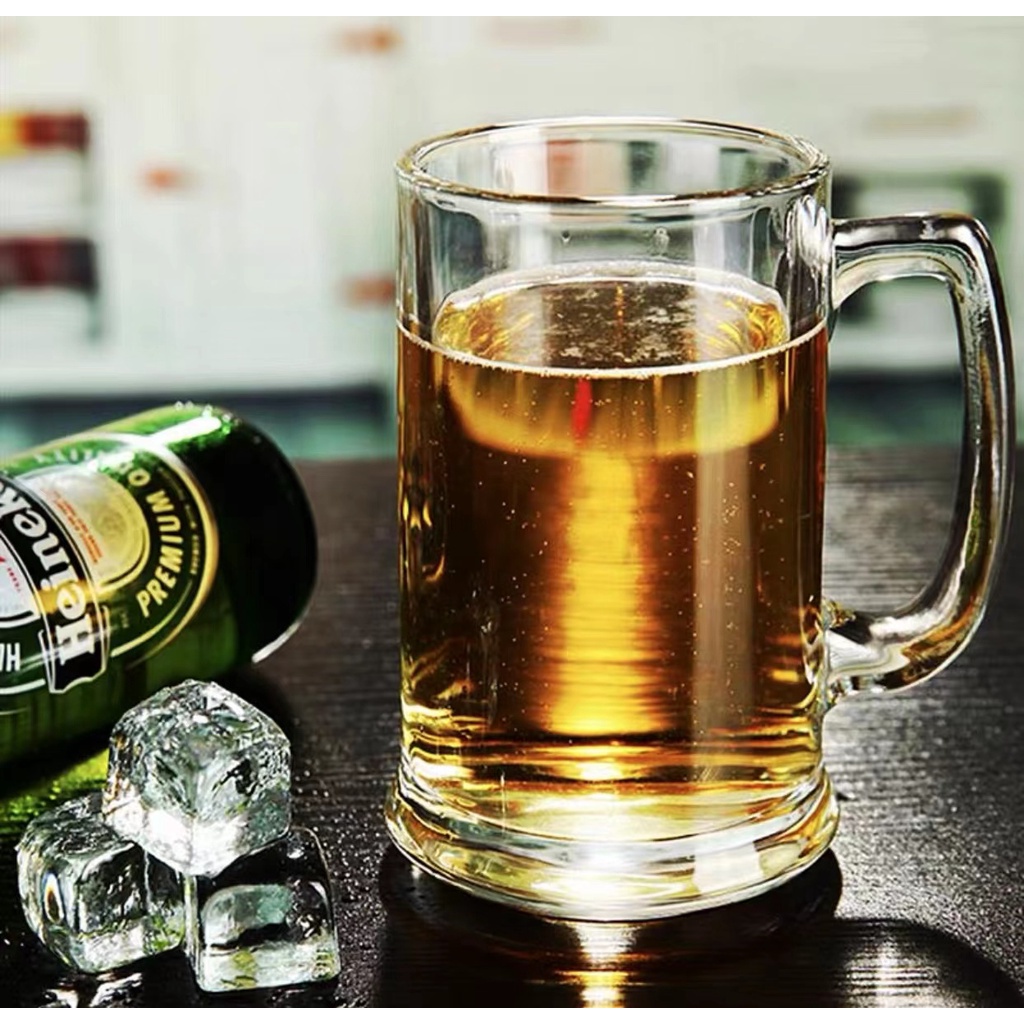 Glass Beer Mug Cup Big High Quality Transparent 420ml (2pcs) Shopee