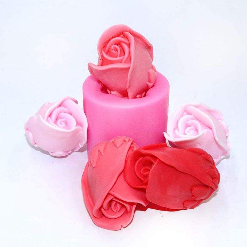 2Pcs/Set 3D Rose Flower Candle Molds, Rose Shaped Craft Art Silicone Mold for Making Beeswax Candle