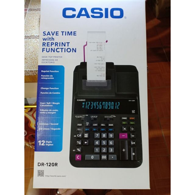 Casio DR120R / DR 120R / DR120R Printing Calculator Big Size Desktop Type black / white