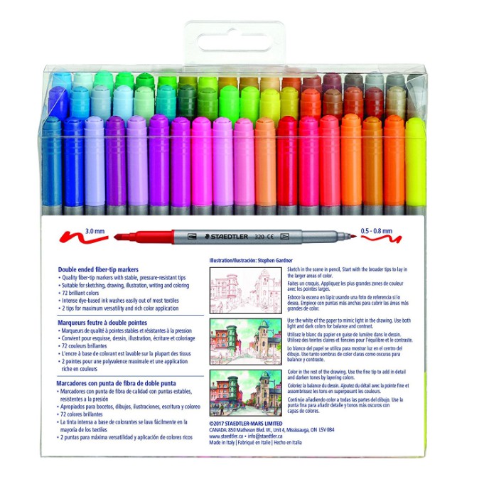 Staedtler Double Ended Fiber Tip Markers 72 Vibrant Colors