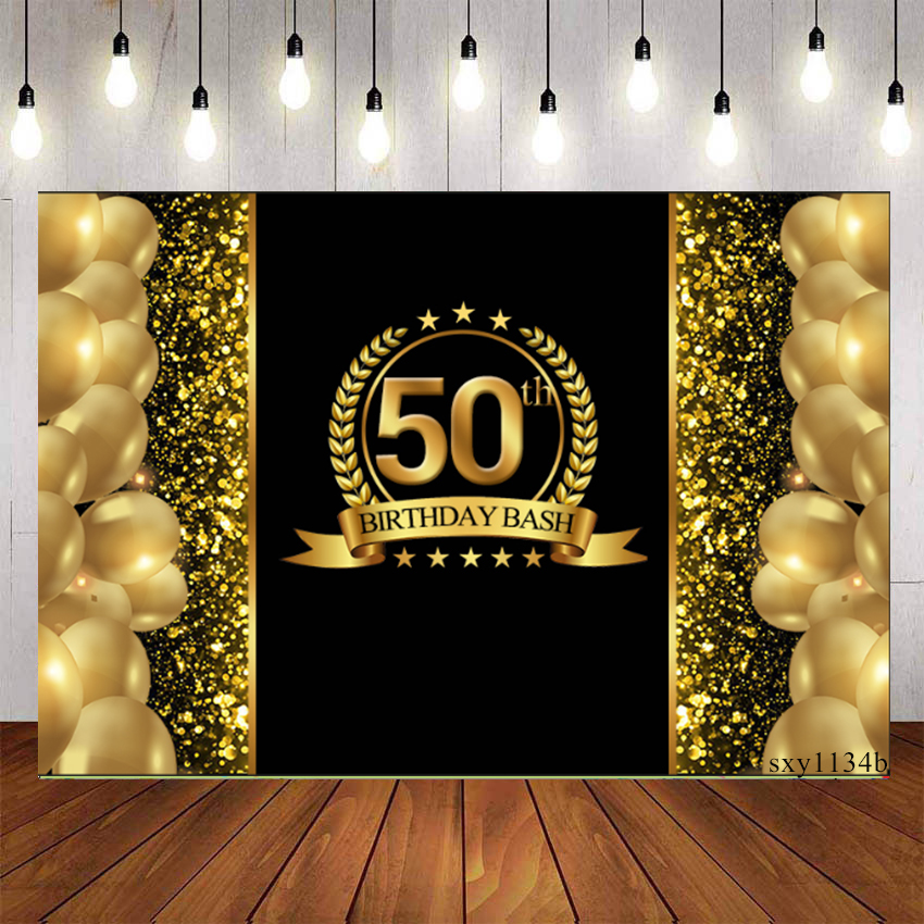 Happy 50th Birthday Backdrop For Photography For Adults Gold Balloons Background  Birthday Party Decor Custom Name Photo | Shopee Philippines