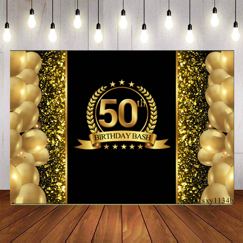 Aofoto 8x8ft Happy 50th Birthday Background 50 Years Old Party