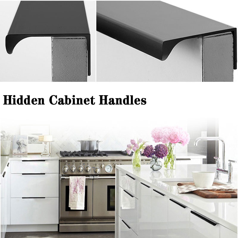 Aluminum Alloy Hidden Cabinet Pulls Cupboard Handles Drawer Knobs Furniture Handle Invisible Pulls 36