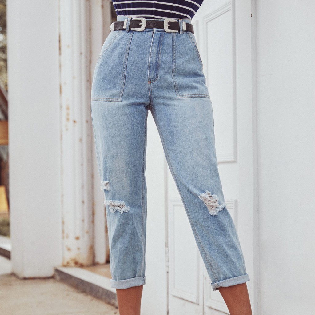 cropped ripped jeans