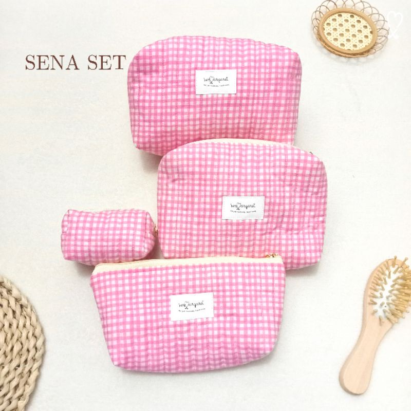 SENA Set | Handmade Quilted Toiletry Bag Make-up Pouch Organizer Gift ...