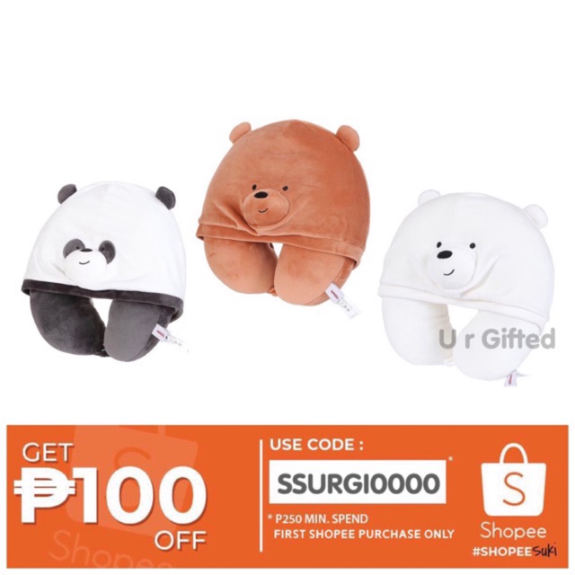 Miniso We Bare Bears Neck Pillow with 