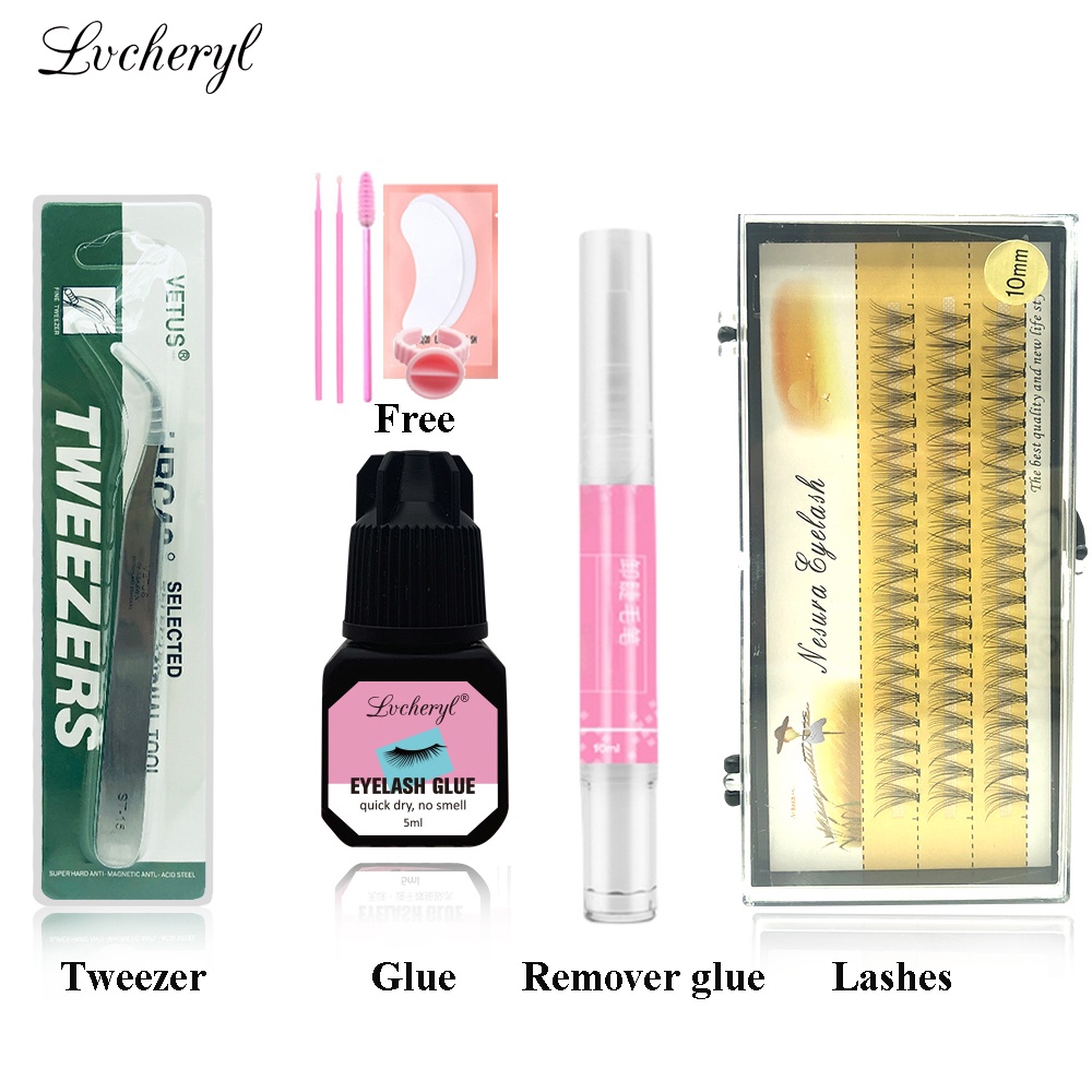 Lvcheryl 10D Eyelashes Extension Set With Glue And Remover Professional ...