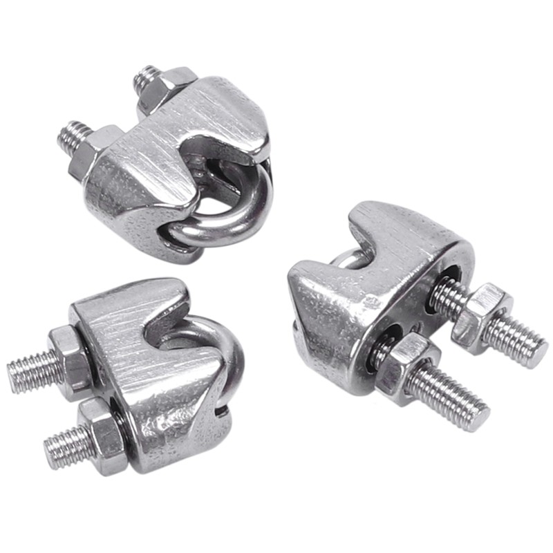 Wire Rope Clip 10mm 3//8 Inch 304 Stainless Steel Saddle Clamp Cable Wire Rope Clip Fastener 5pcs