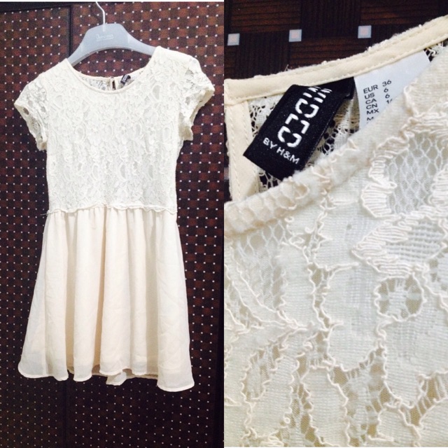 h and m cream dress