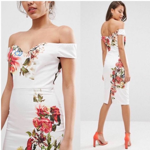 white off the shoulder bodycon dress