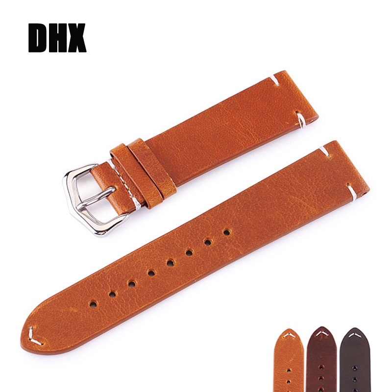 18mm 20mm 22mm 24mm High-end Retro 100% Calf Leather Watch band Genuine Leather Straps Free shipping