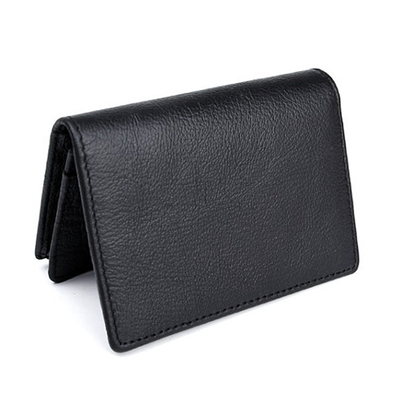Men Black Leather Expandable Credit Card ID Business Cards Holder