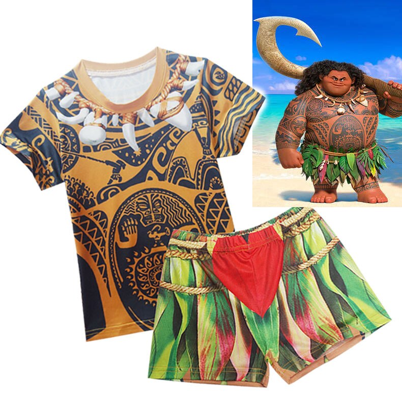 Kids Boys Ocean Swimming Suit Moana Cosplay Costume Maui Shirt Top Shorts Set Swimwear Sleepwear Halloween Role Play Costumes Shopee Philippines