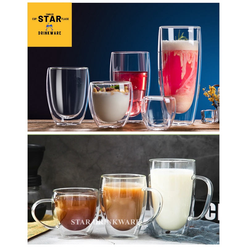 Glass Cup Double Wall Insulated Coffee Mug Milk Espresso Borosilicate