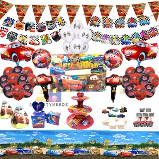 Cars Theme Birthday Decorations Balloons Table Cover Banner Kid's Birthday Decor Party needs #1