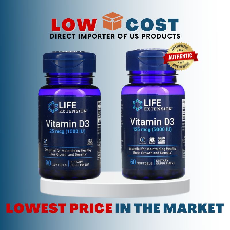 Low Cost PH Life Extension Vitamin D3 125 mcg (5,000 IU) Vitamin D3