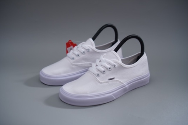 vans authentic all white on feet