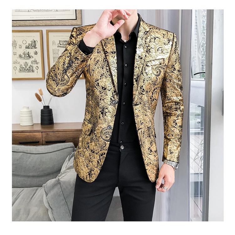 2021 Brand clothing Men Paisley Floral Jackets Wine Red Golden Stage Suit  Jacket Elegant Wedding | Shopee Philippines