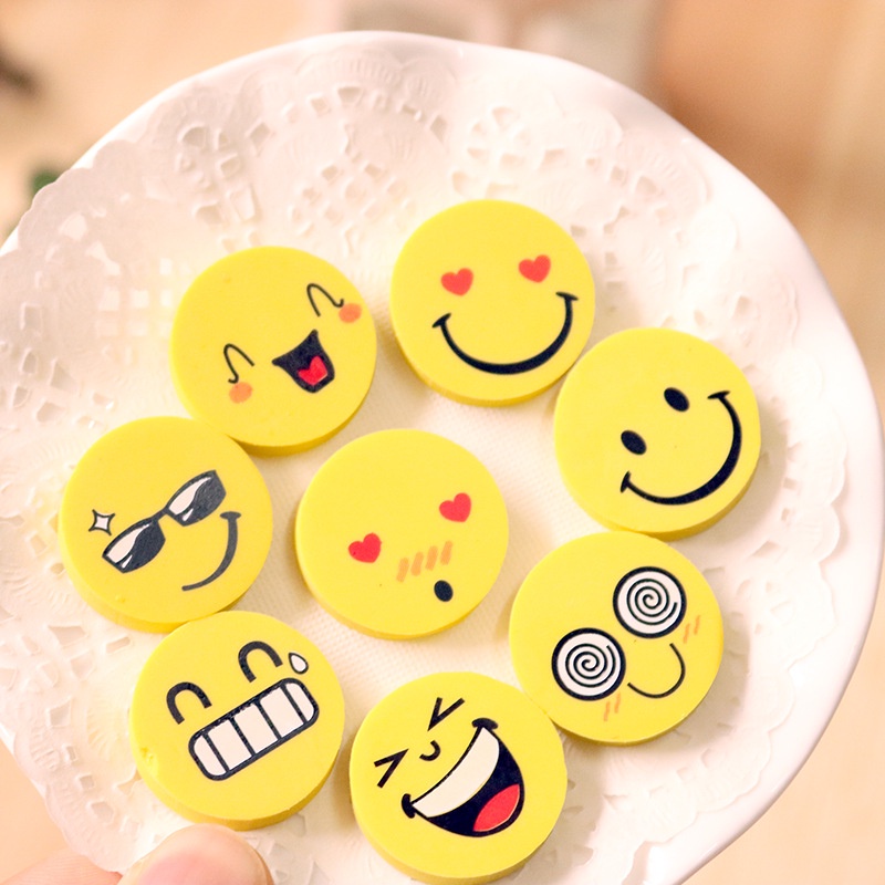 Cartoon Smiley Face Eraser Children Student Emoji Creative Stationery
