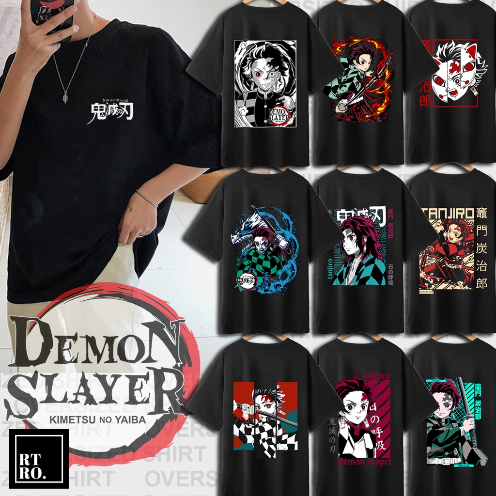 DEMON SLAYER TANJIRO OVERSIZED Shirt Front and Back Print Anime Japan ...