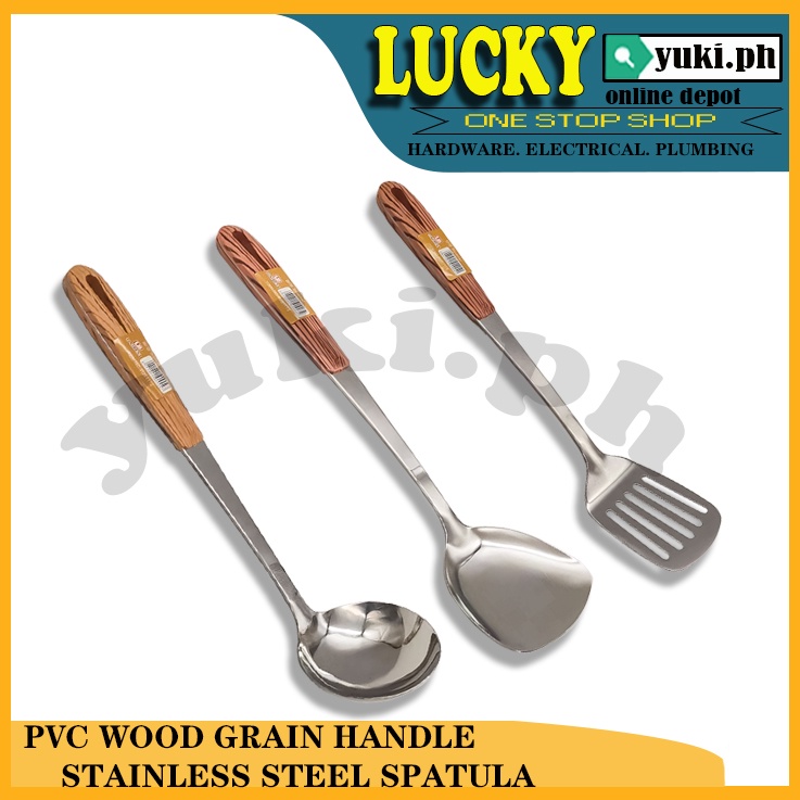 PVC WOOD GRAIN STAINLESS STEEL SPATULA (UB1172/UB1173/UB1174) Shopee