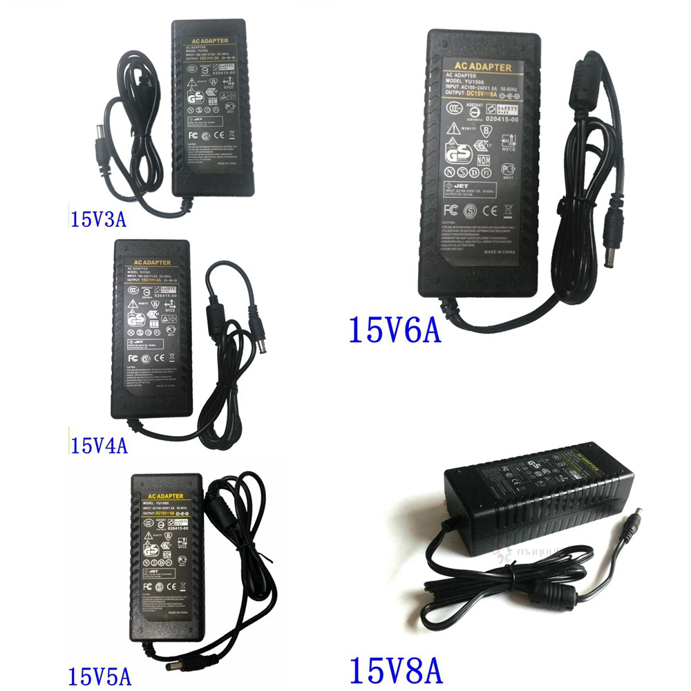 15V Switching Power Supply AC DC Adapter 15V 3A 4A 5A 6A 8A 45W 60W 75W