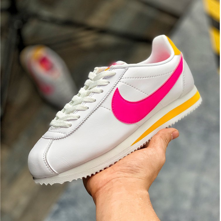 nike classic cortez pink and yellow