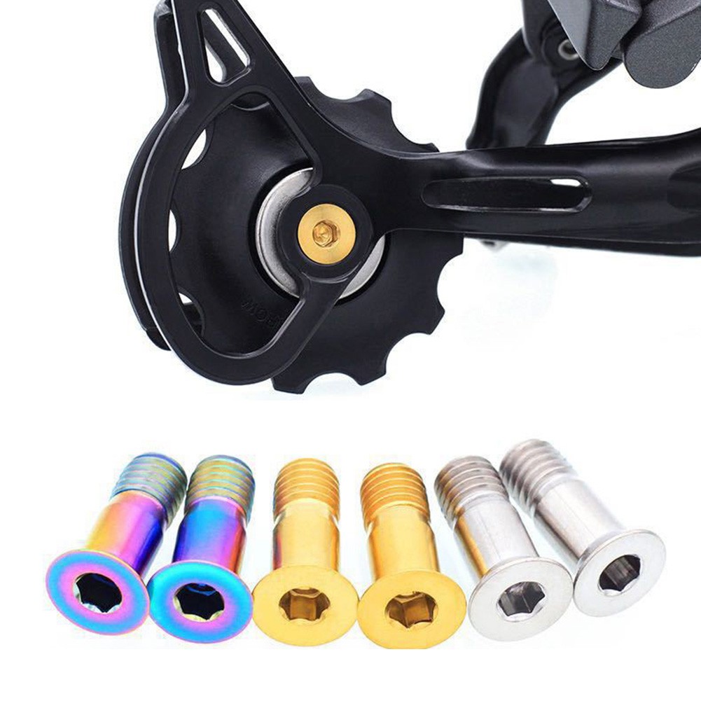 2x Titanium Rear Derailleur Bolts Tension Guide Wheel Screw M5x14.2